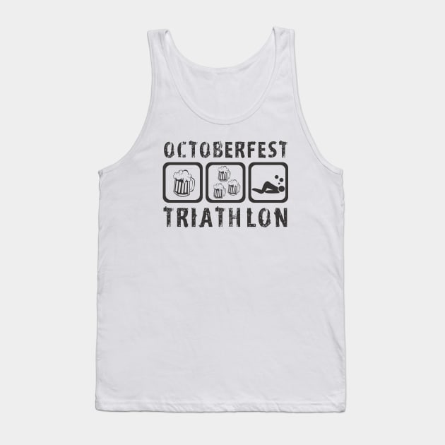 Funny Oktoberfest Triathlon Beer T-Shirt Gift Apparel Tank Top by JDaneStore